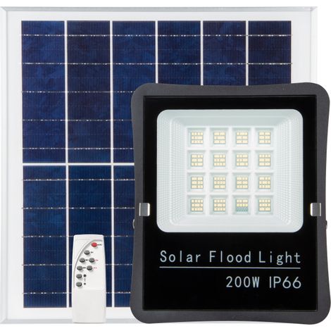 Jandei - Proyector Led Solar 200W 192 Leds 2000lms con mando panel separado 6500K