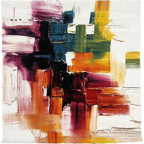 Tapis carré 100x100 crème motif abstrait – Tapis poils ras en polypropylène – Antistatique et hydrofuge – Pour salon et chambre – Unamourdetapis (1/3)