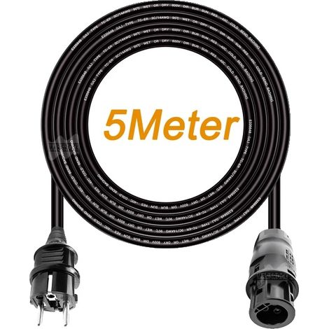 Cable de extensión de alimentación, 14 AWG, protección IP68, cable de alimentación de 5 m (1/2)