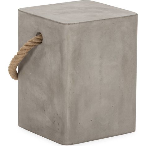 Tabouret design corde et ciment naturel esprit contemporain - gris ciment naturel et corde beige (1/4)