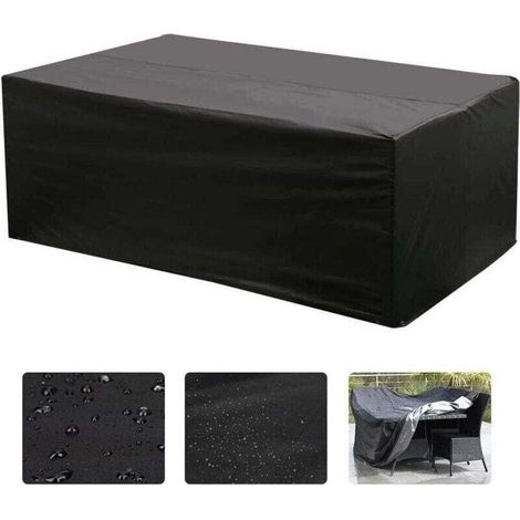 Gartenmöbelabdeckung, XU, rechteckige Oxford-Tischabdeckung für Gartenmöbel mit UV-Schutz (Schwarz) - 1709470CM - KZQ