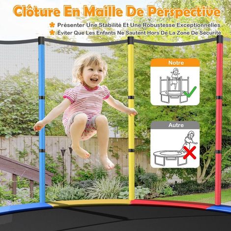 Ø165 cm trampoline enfant avec filet de sécurité, pour exercice et jeu, usage intérieur extérieur (1/5)