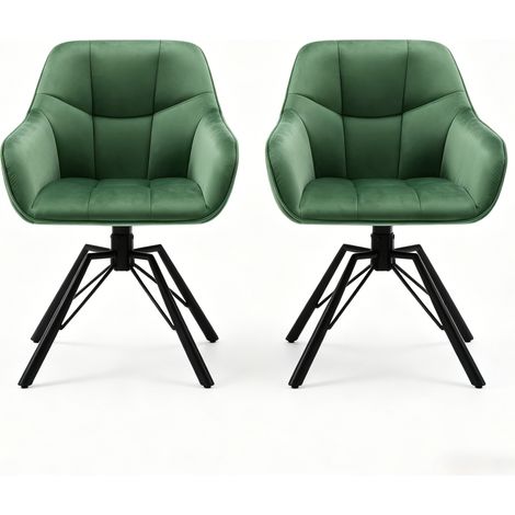 CHICFURN Set di 2 sedie da sala da pranzo girevoli 58,5 x 82,5 x 54,5 cm velluto verde scuro (1/5)