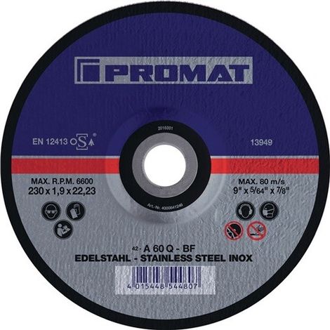 DISCO DE CORTE INOX D 115 X 1,5 MM RECTO INOX PERFORACIÓN 22