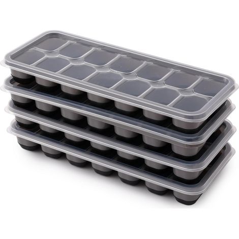 4er Set Eiswürfelform mit Deckel, stapelbar, für Cocktails & Babybrei (1/5)