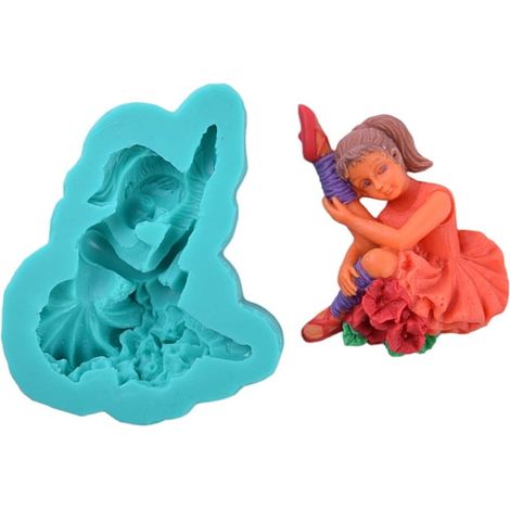 Molde de silicona para figura de bailarina de pasta de azúcar. (1/2)