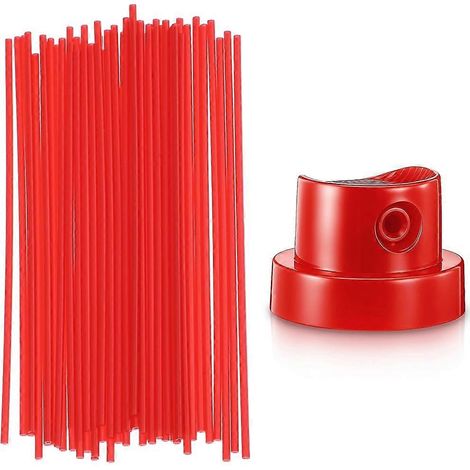 Lot de 50 pailles de rechange pour aérosols, embouts de peinture en plastique rouge pour bombes aérosol (1/5)