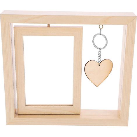 Cadre photo rotatif en bois, kit à monter soi-même, 1 pièce, avec pendentif en forme de cœur (1/5)