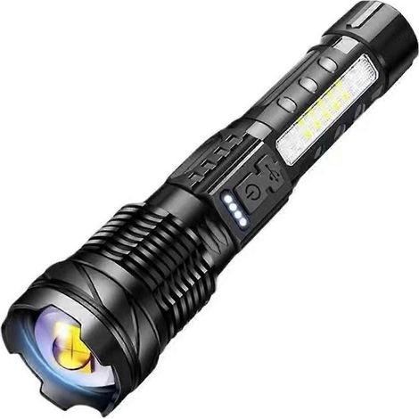 Lampe torche puissante pour le camping et la randonnée, avec éclairage latéral COB pour la signalisation et la lumière de travail. (1/5)