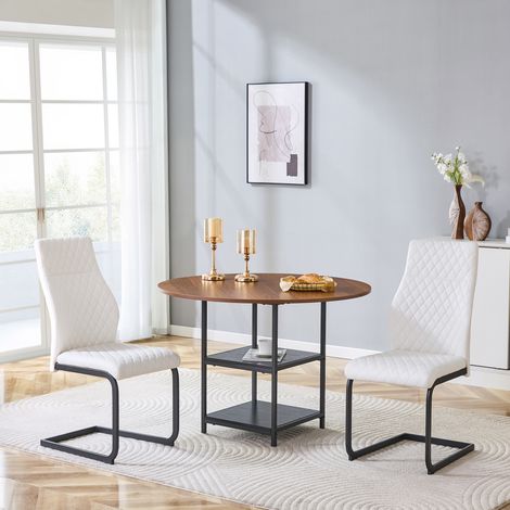 Set tavolo e sedie da pranzo rotondo 107 cm in MDF e metallo, industrial, 2 posti FloraGrace (1/5)