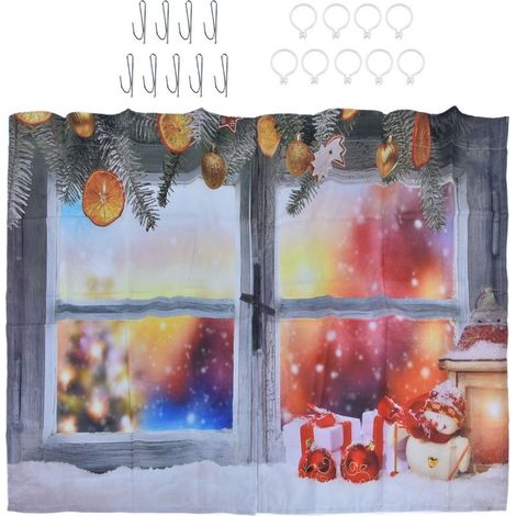 Rideau de Noël Personnalisé Hiver 3D, Impression Numérique, 170x200 cm, Rideau Occultant Créatif (1/5)