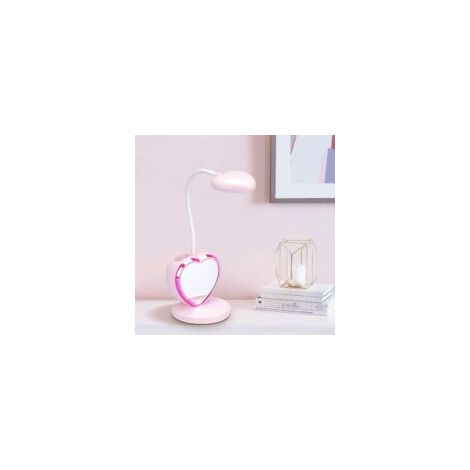 LED-Schreibtischlampe für Mädchen – Augenschonend – Stifthalter – USB-Ladeanschluss – 2 Farbtemperaturen – Rosa (Modell DEF) – Crezuo (1/4)