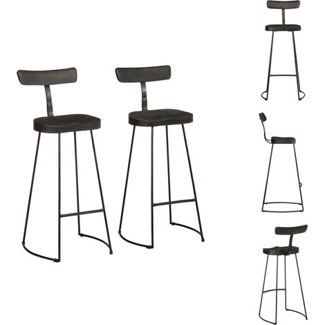Tabourets de bar lot de 2 noir 49x43x103cm bois manguier massif - Tabouret De Bar - Tabourets De Bar - Chaise - Chaise De Bar De Petit-déjeuner (1/5)