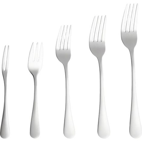 Crrynuo - Ensemble de 5 fourchettes de table en acier inoxydable 304 de différentes tailles - Fourchettes à dessert - Fourchettes à fruits (1/5)