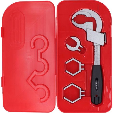 Outil de démontage de réparation de clé multifonctionnelle, clé professionnelle interchangeable pour tuyau de raccordement de valve de robinet (1/5)