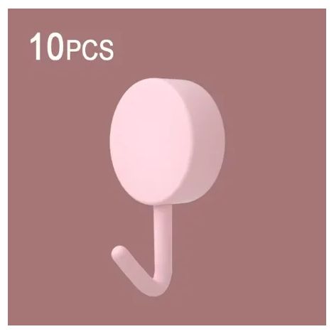 (Lot de 10 roses) Crochets muraux autocollants, résistants et sans perçage, pour manteaux, sacs, portes de salle de bain, porte de cuisine, porte-serviettes, accessoires de rangement pour la maison (1/5)