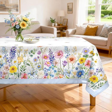 Nappe De Table Rectangulaire, Nappes Couleur des Fleurs Sauvages Antitache Imperméable, Nappe RéSistante Et Lavable pour La Cuisine(140x180cm) (1/5)