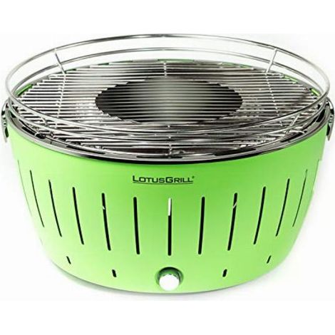 LotusGrill LOG-GR-280 Barbecue a Carbonella con Ventola Elettrica Diametro 29,2 cm Alimentazione USB o 4 Batterie AA colore Verde (1/2)