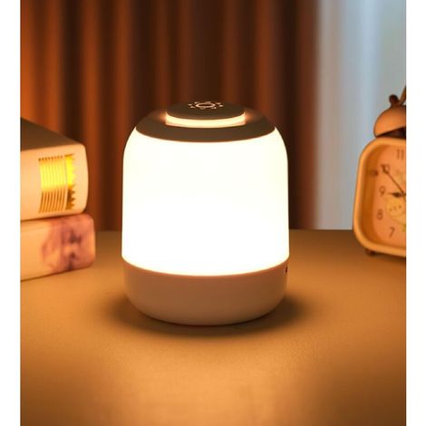 Veilleuse, lampe tactile pour chambre à coucher, lampe de chevet, 3 couleurs température et mémoire et intensité variable 2800K-4500K, blanc