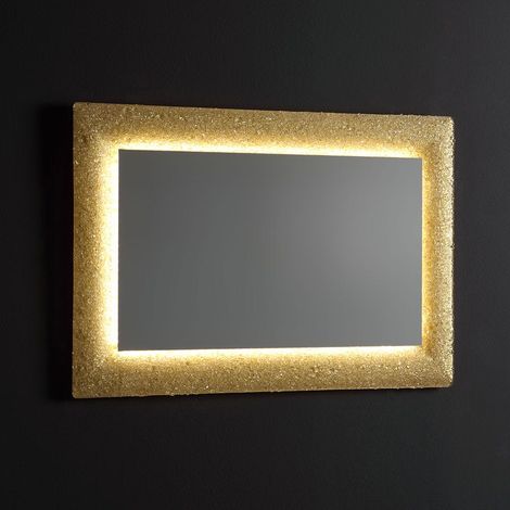 Specchio con cornice in vetro fuso con graniglia dorato reversibile 90x62 (1/5)