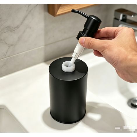 Distributeur de savon noir, 400 ml, en acier inoxydable, pour cuisine et salle de bain (1/5)