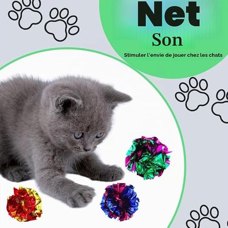 Interactive Crinkle Ball Toys for Cats, Coloured Paper Balls for Kittens, Crinkle Balls, Crinkle Balls for Kittens, Adult Cats (1/4)