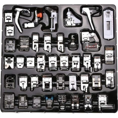 Set of 42 presser feet, sewing guide, invisible zipper, appliqué, for Brother Singer Janome (1/5)