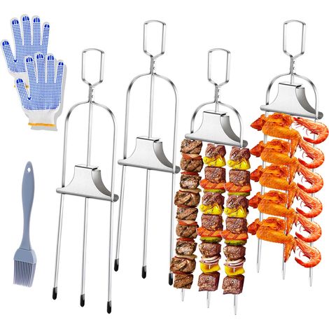 Brochettes Kabob pour griller bâtonnets de pour viande légumes guimauves Fruits accessoires de Barbecue 4 pièces (1/5)