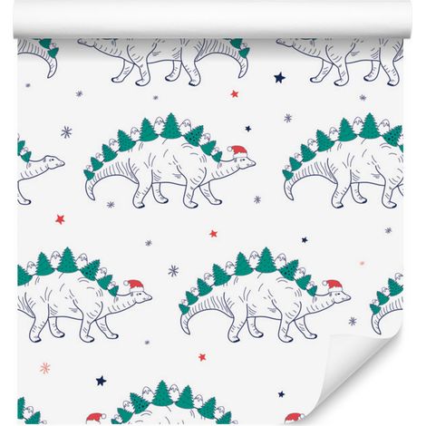 Carta da parati con dinosauri e alberi per soggiorno e camera da letto, 50x1000 cm (1/5)