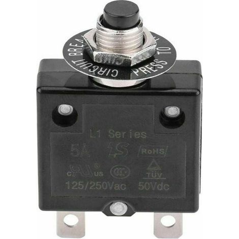 YMYNY Disjoncteur 5A 8A 10A 15A 18A 20A 30A Interrupteur thermique de réinitialisation en option, 125-250V AC 50V DC Disjoncteur à bouton-poussoir de protection contre les surcharges de courant(15 amp (1/4)