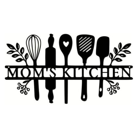 Décoration murale en métal, décoration murale en fer avec logo de cuisine, décoration creuse, convient pour la cuisine, la salle à manger, l'intérieur et l'extérieur, 35x19 cm (1/4)