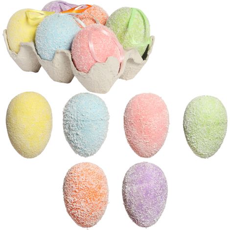 Eieranhänger im Karton, 7 cm, 6 Stück, Pastellfarben