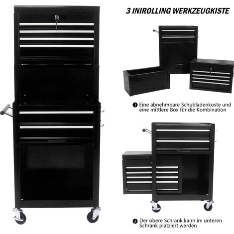 Mueble para herramientas de acero negro 53,01x33,02x133,1 cm con almacenamiento FloraGrace (1/5)