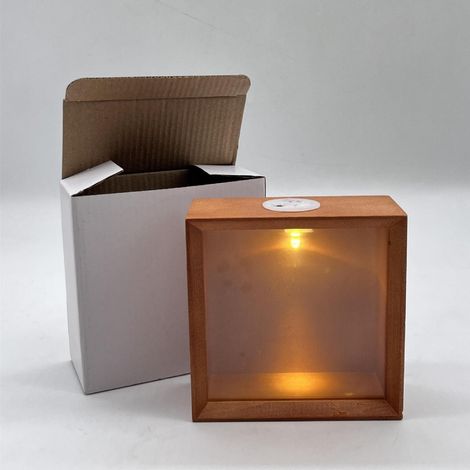 Cadre photo lumineux sur pied, éclairage LED, cadre en acrylique transparent, cadre en bois 3D, veilleuse, cadre photo décoratif, jaune (1/4)