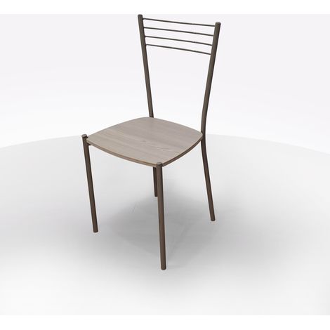 SEDIA MOD. LUNA METALLO CRETA E FONDELLO IN LEGNO OLMO PERLA (1/5)