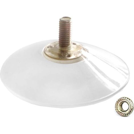 Crochet à ventouse à vis M8, diamètre 8,2 cm en PVC transparent, Vis d'allongement longueur 1,8 cm, avec écrou borgne, 4 pièces (1/5)