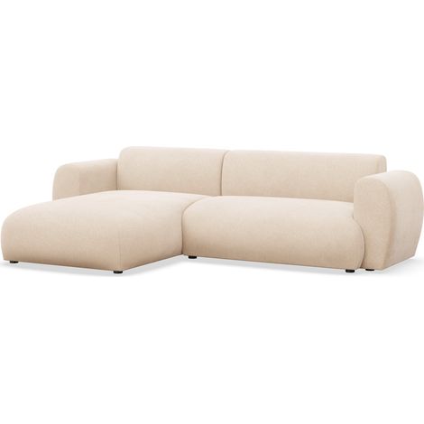 Selsey Emia – L-Form Ecksofa mit Schlaffunktion, Chenille-Stoff, links ausgerichtet, Hellbeige