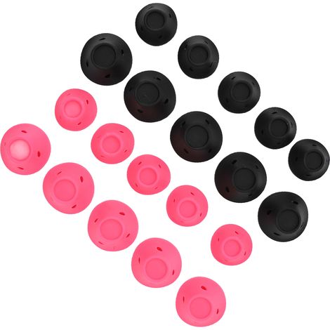 Lot de 20 bigoudis champignons en silicone souple de différentes tailles, pour coiffer les cheveux pendant la nuit (rose et noir). (1/5)
