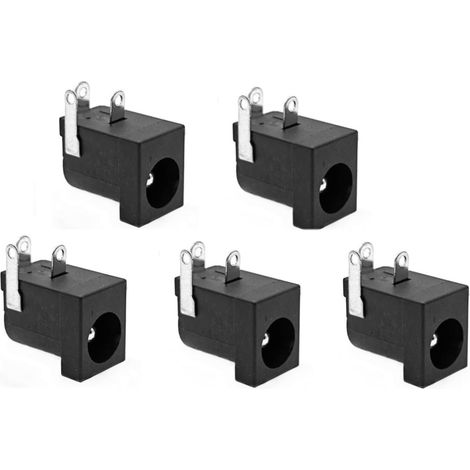 DC Power Connector 0.5x1/8" 3 Pin Female Jack Plug for PCB Mount for DIY Electronics, Routers and CCTV Systems, 5 Pack Black (1/5)