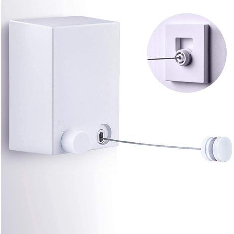 Ahlsen Corde à Linge Rétractable, Fil en Acier Inoxydable, Installation Facile, Capacité De Charge De 20 Kg, pour intérieur extérieur Réglable 4.2m(Blanche) (1/5)