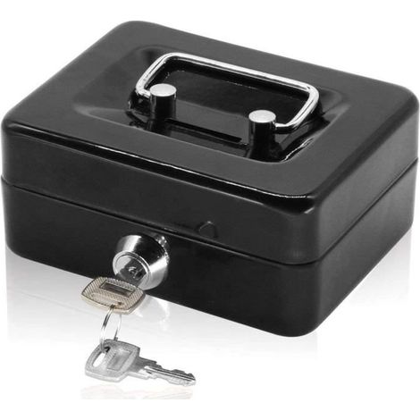 Boîte à clés portable en métal à double couche - Taille S - Noire (1/4)