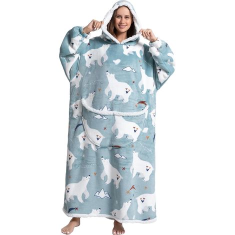Couverture à capuche en sherpa surdimensionné et confortable pour adultes et femmes
