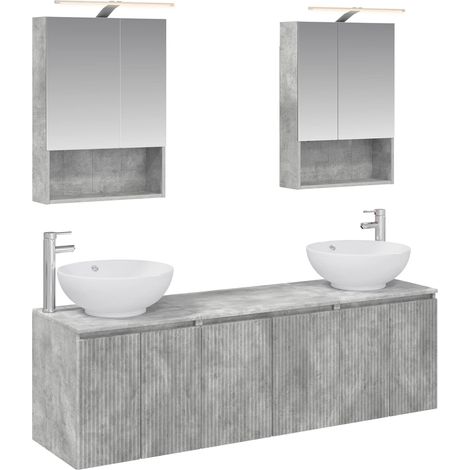 Ensemble d'armoire de salle de bain 5 pcs Gris béton vidaXL (1/5)