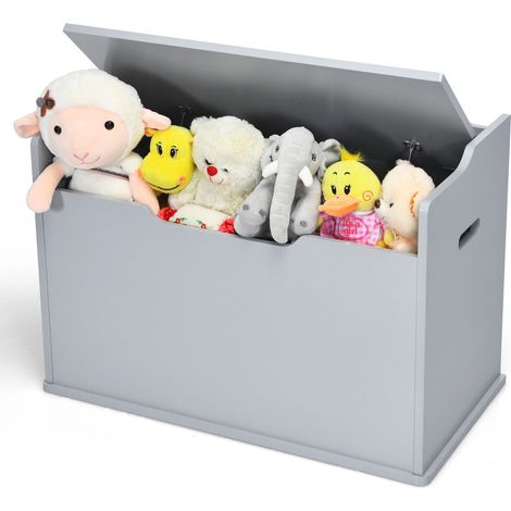 COSTWAY Large Wooden Toy Box Lift-Top Storage Chest Toy Organizer w/ Seating Bench (1/5)