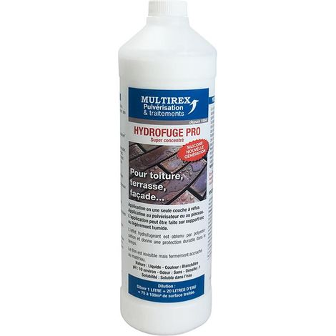 Hydrofuge concentré 1L – Imperméabilisant pour tuiles, briques et ardoises – Protection contre l'humidité – Surface traitée 75-100 m²