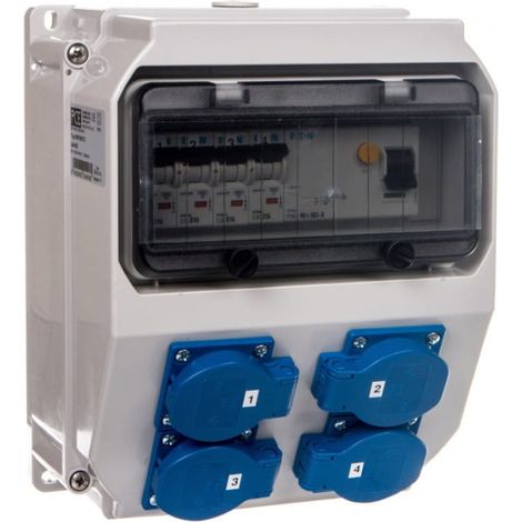 Tableau de distribution fixe LUBLIN 9 modules avec protection 4xGS 16A 250V FI40 IP44 9018012