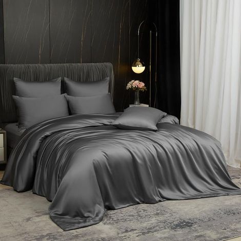 Parure de lit en bambou, 220 x 240 cm, gris, 100 % soie de bambou (1/5)