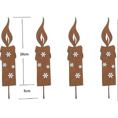 4er-Set Schneeflocken-Kerzeneinsätze für Blumentöpfe – Metall-Gartendekoration – 20 cm – Natur-Rostbronze (1/4)