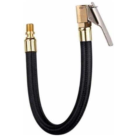 Tire Inflator Pump Hose, Motorcycle Valve Air Rubber Hose Lock Tire Chuck with Clip for Motorcycle Car Bike Hose Pneumatic Tool (1/4)