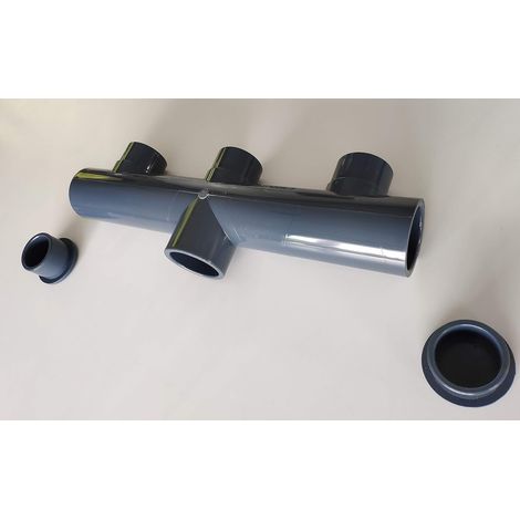 Interplast – Collecteur PVC 50mm PN16 – 1 entrée – 3 sorties Femelle Male – Pression 16 bars – Fabriqué en Espagne (1/4)